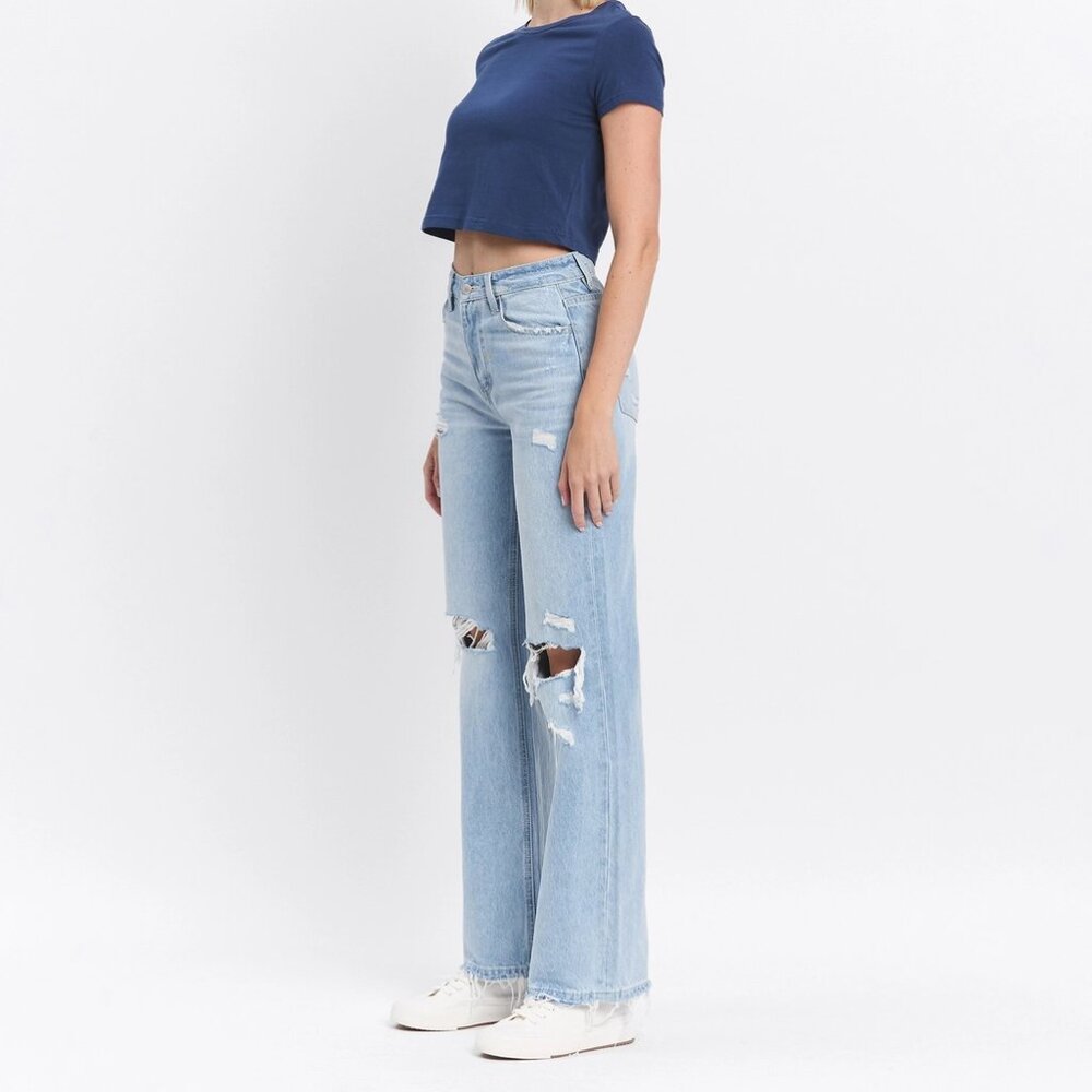 029 - 90'S Vintage Super High Rise Flare Jeans in Western Promise - Picture 3 of 4